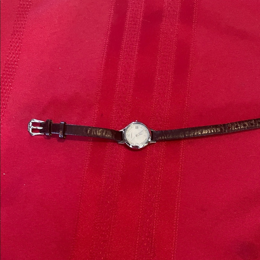 Classic Silver Dial Watch with Dark Brown Leather Strap